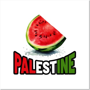Palestine Watermelon - Bold Type Palestine Flag Color Posters and Art